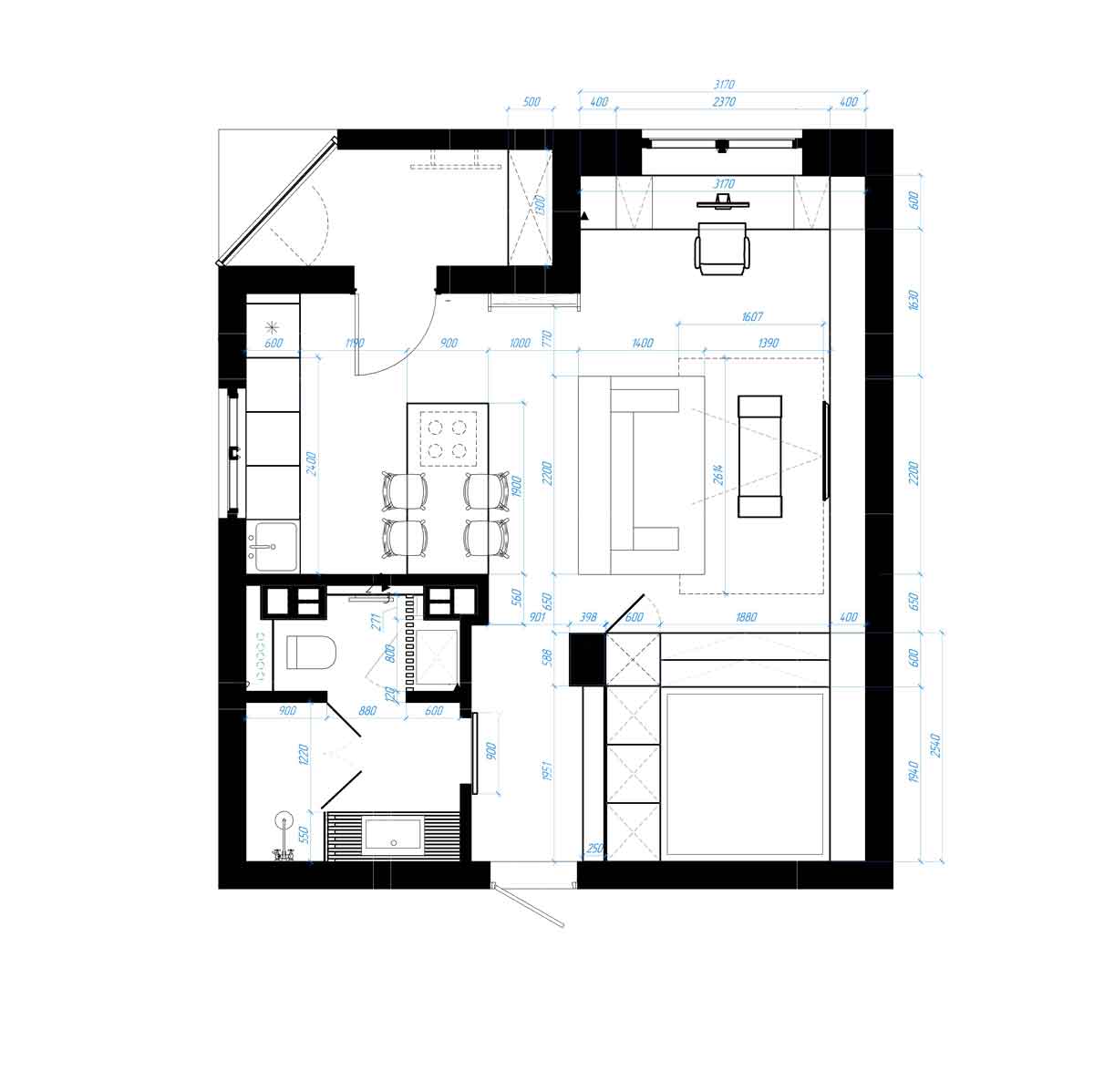 дизайн 1-комнатной квартиры
